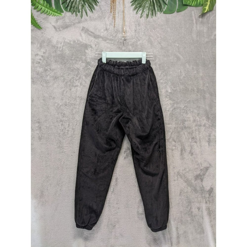 MAZINGER SEOUL Women Corduroy Harem Pants High Waist Casual Solid Black SIZE XS